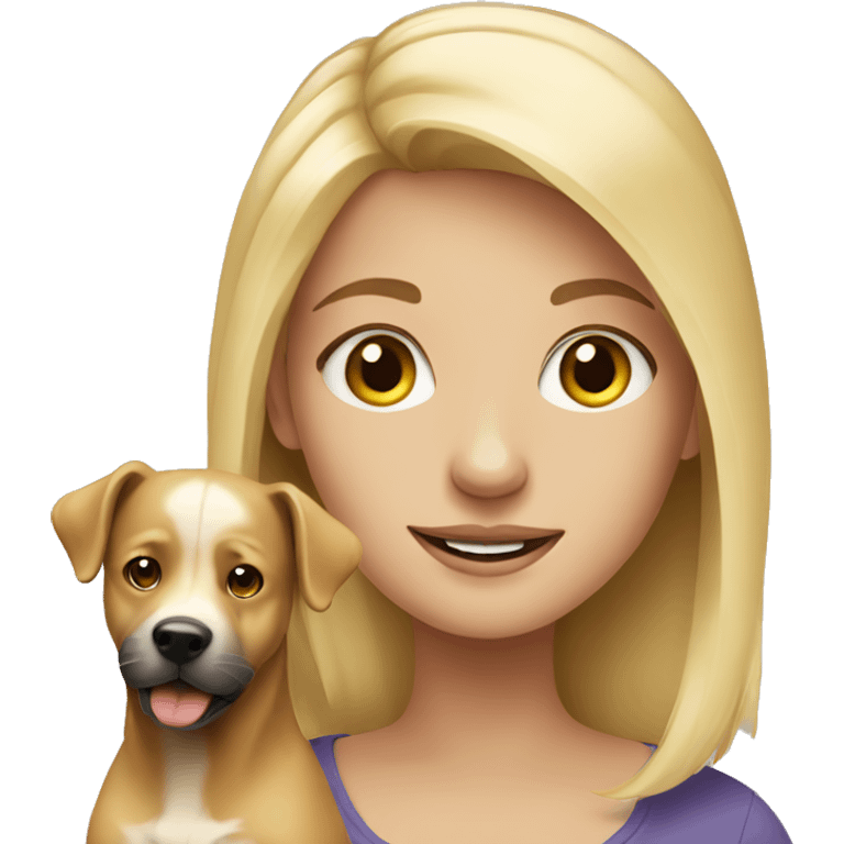 blonde girl with dog emoji