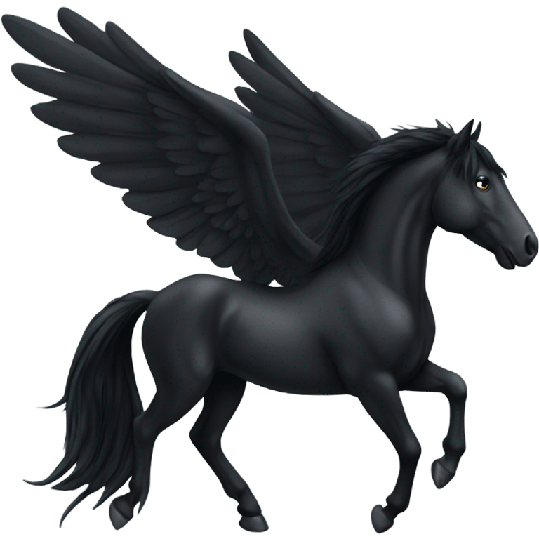 black horse with wings and  long tail emoji