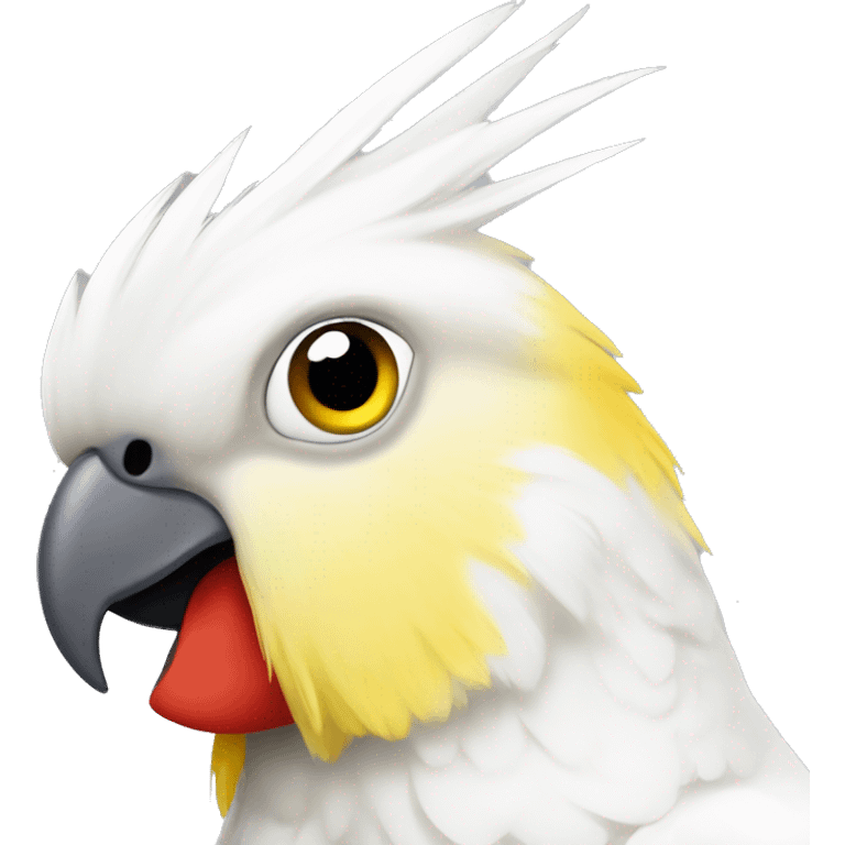 white, yellow, grey cockatiel with red cheeks emoji