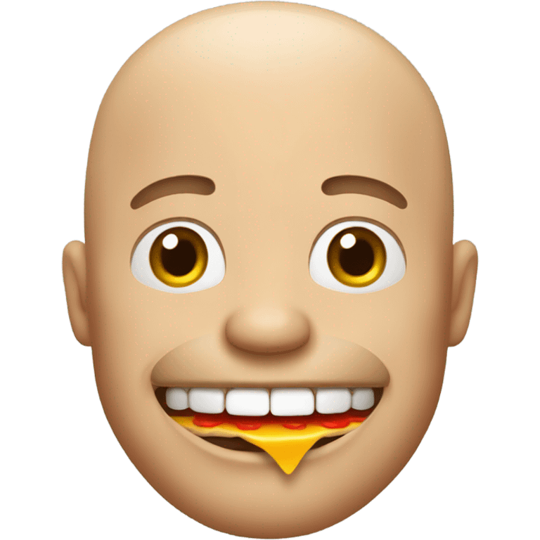 Happy bald man eating a burger emoji