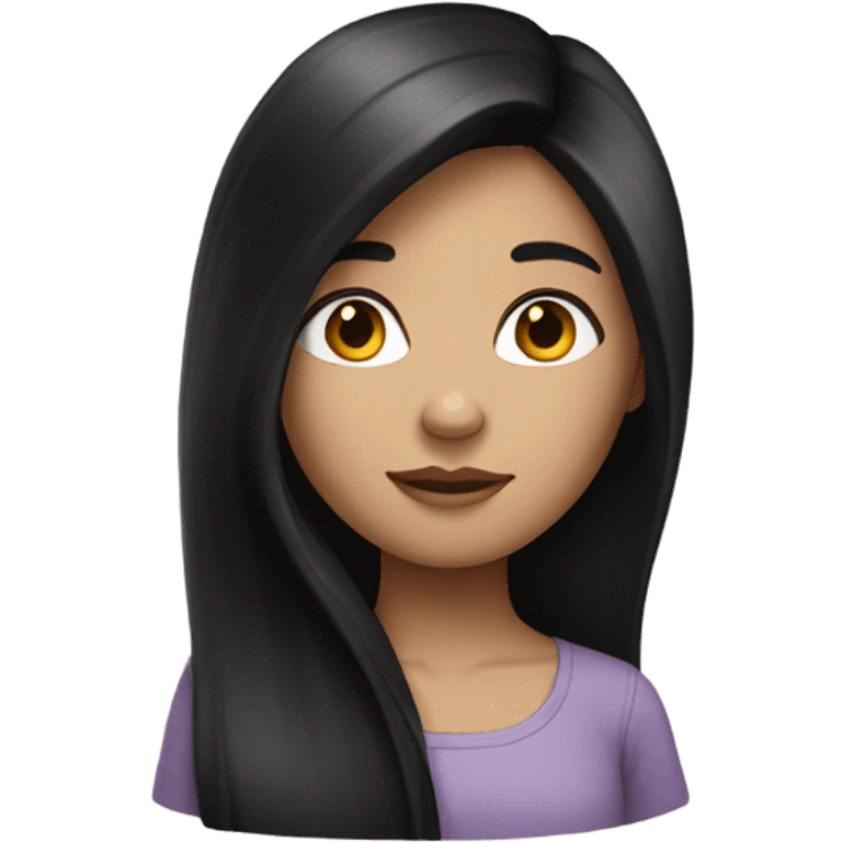 a girl white with hair long and black  emoji