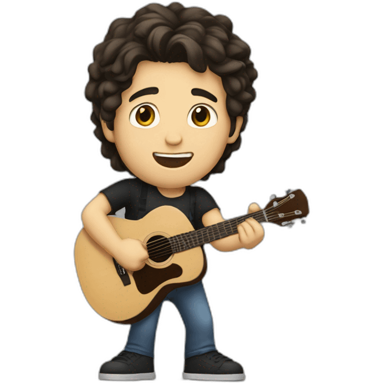 A caucasian guy with dark hair playing guitar and singing in concert emoji