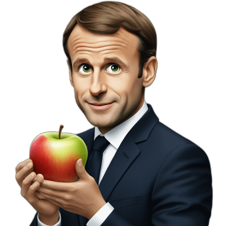 Emmanuel Macron eat apple emoji