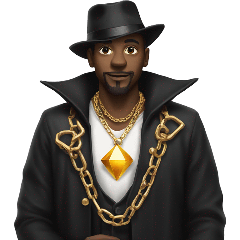 rich black magician, wearing diamond chains emoji