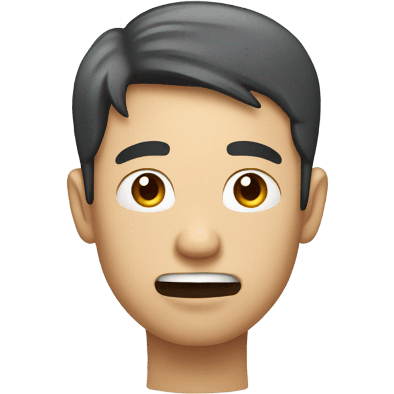 Asian man holding dental floss in front of his small eyes emoji