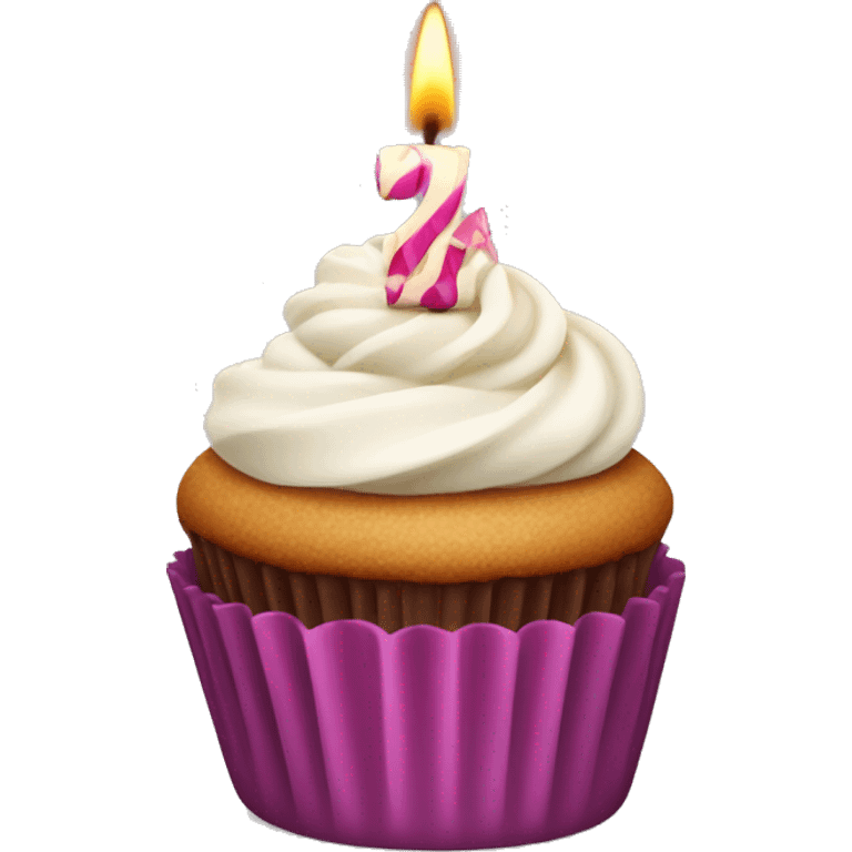 Birthday cupcake with candle on it  emoji