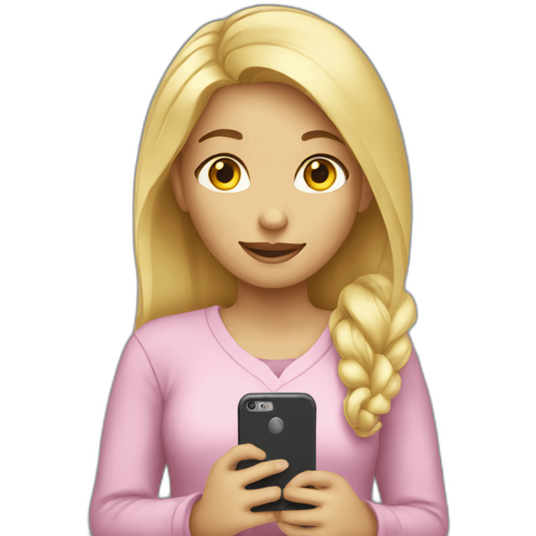 blond girl showing her phone emoji