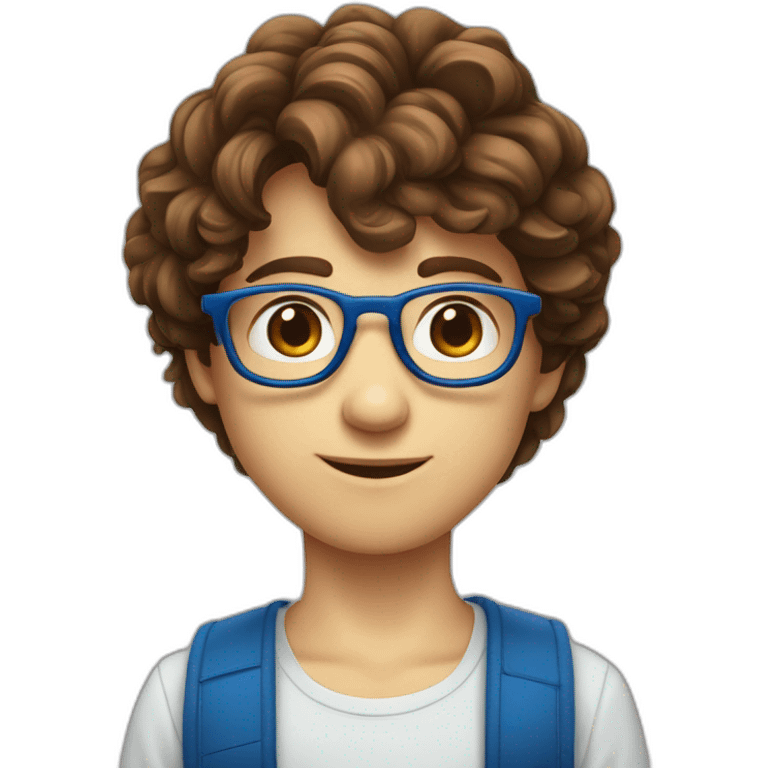 Jeune garçon  yeux marrons cheveux brun lunettes bleus emoji