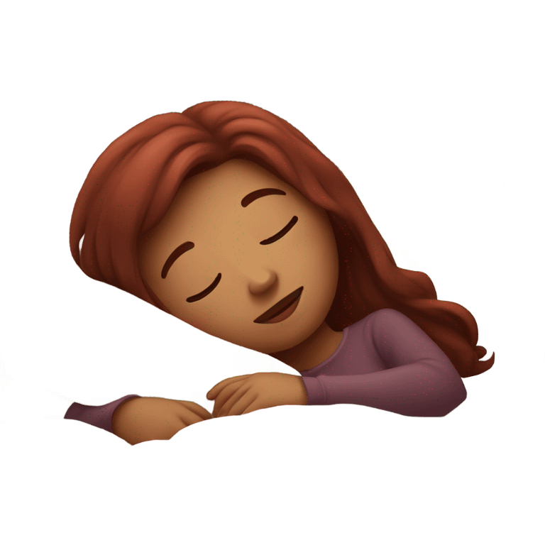 Burgundy haired girl sleeping in bed emoji