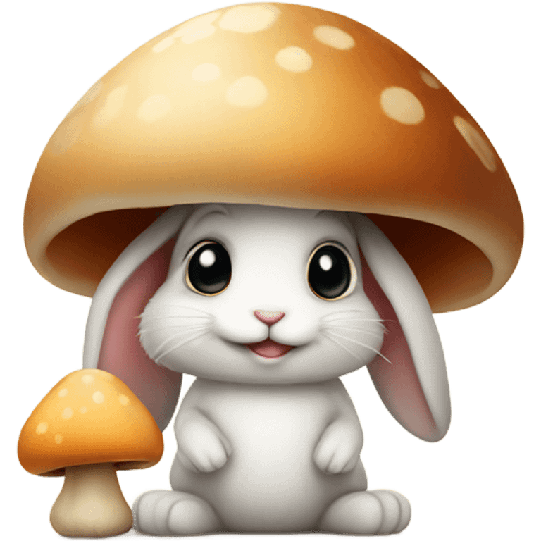 Cute bunny with a mushroom emoji