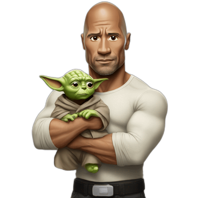 The rock with yoda emoji