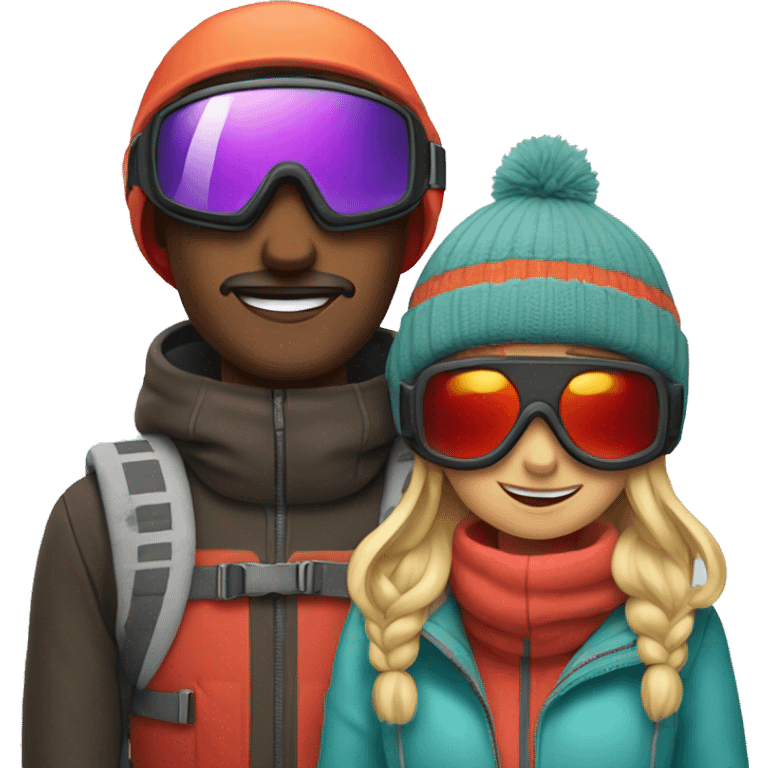 Couple with ski goggles and beanie  emoji