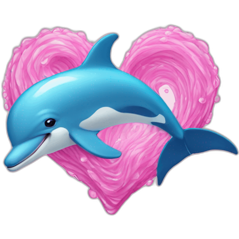 dolphin sea  wave heart emoji