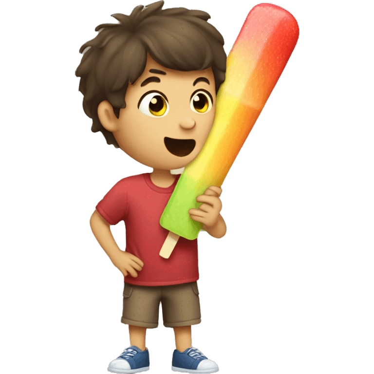 Boy eating popsicle  emoji