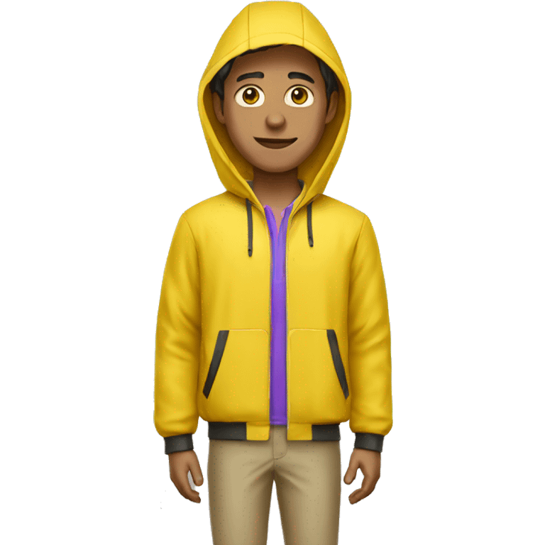 guy in pink polo shirt and yellow rain jacket emoji