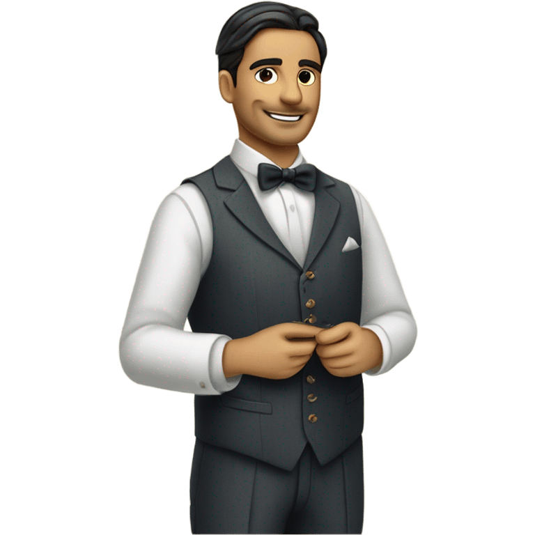 a classy haberdasher sewing a suit emoji