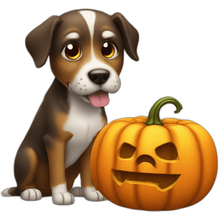 Dog-eating-a-pumpkin-Halloween emoji