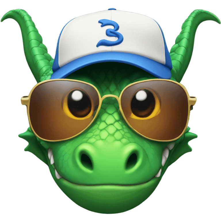 Dragon, sunglasses, baseball cap backwards emoji