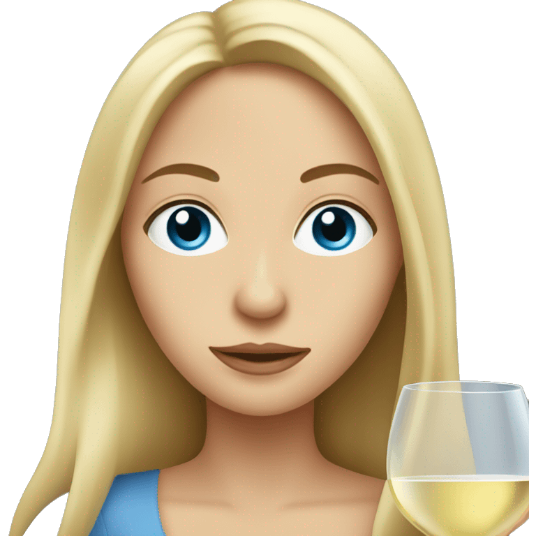 White women with long hair and blue eyes drinking white wine emoji