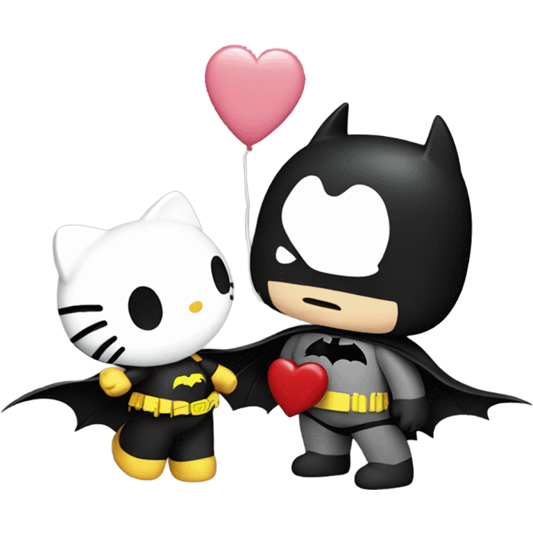 Hello Kitty and Batman in love but cute  emoji