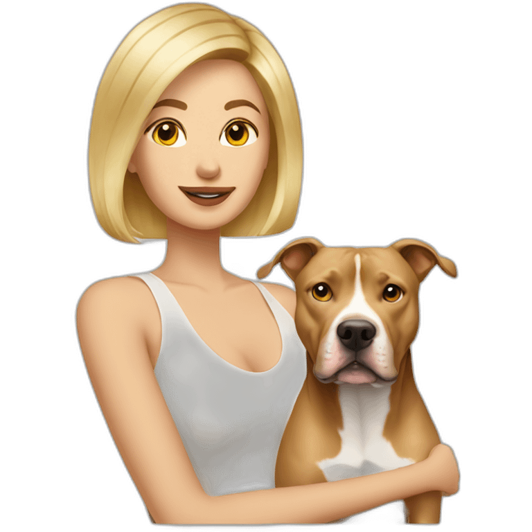 Blond lady with shoulder length bob haircut and a Pitbull dog emoji