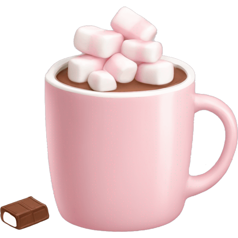 Light Pink mug of hot chocolate with marshmallows  emoji