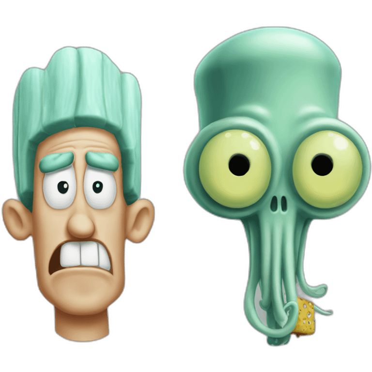 Squidward and spongebob emoji