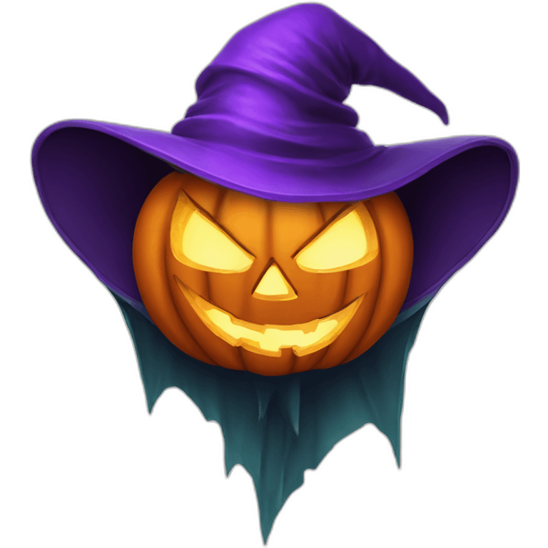 evil jack-o-lantern wearing purple wizard hat emoji