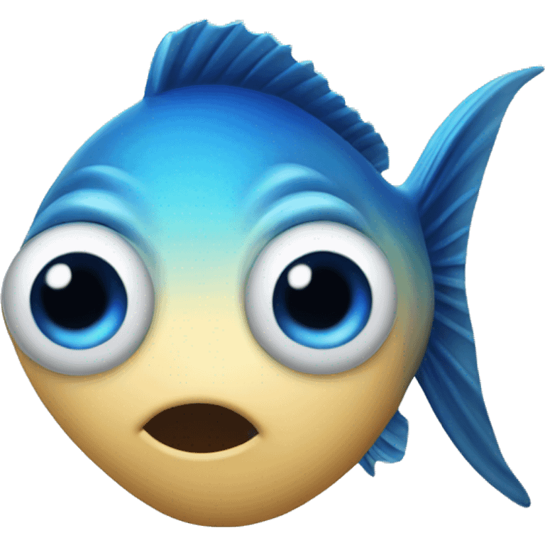 The blue fish had buttons on its eyes. emoji