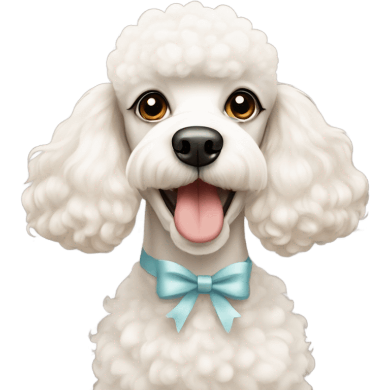 white poodle with a beige bow on its head emoji