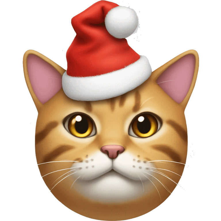 Fat cat with Christmas hat emoji