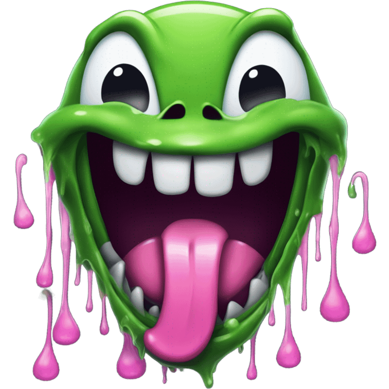 Venom Emoji Face With Pink Tongue Dripping Green Slime emoji