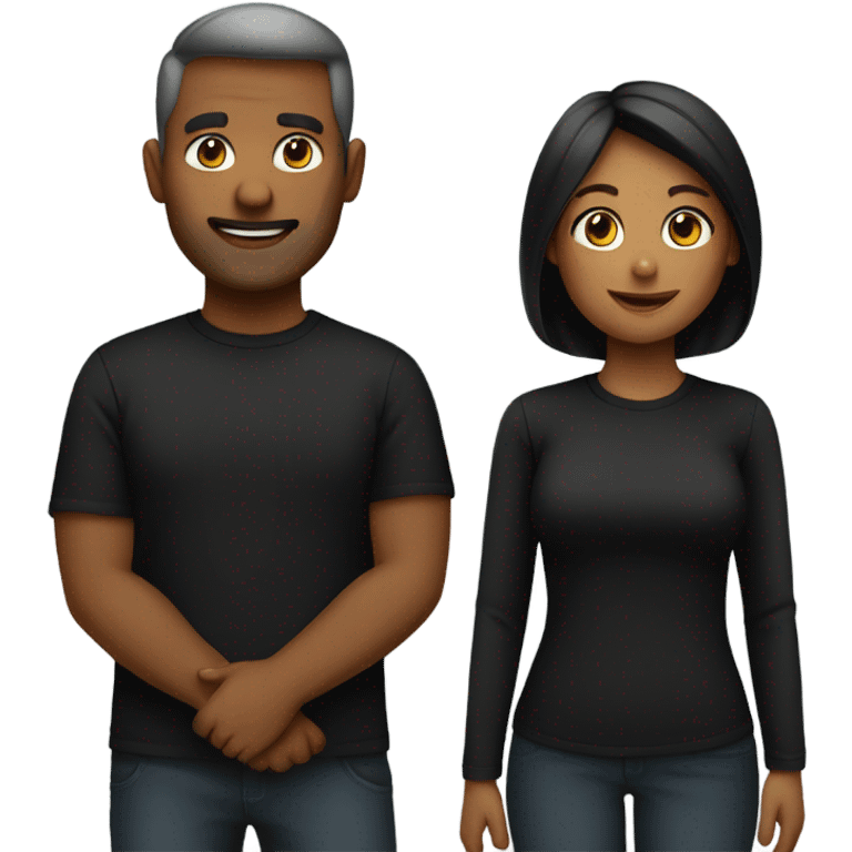 Husband and wife in black shirts emoji