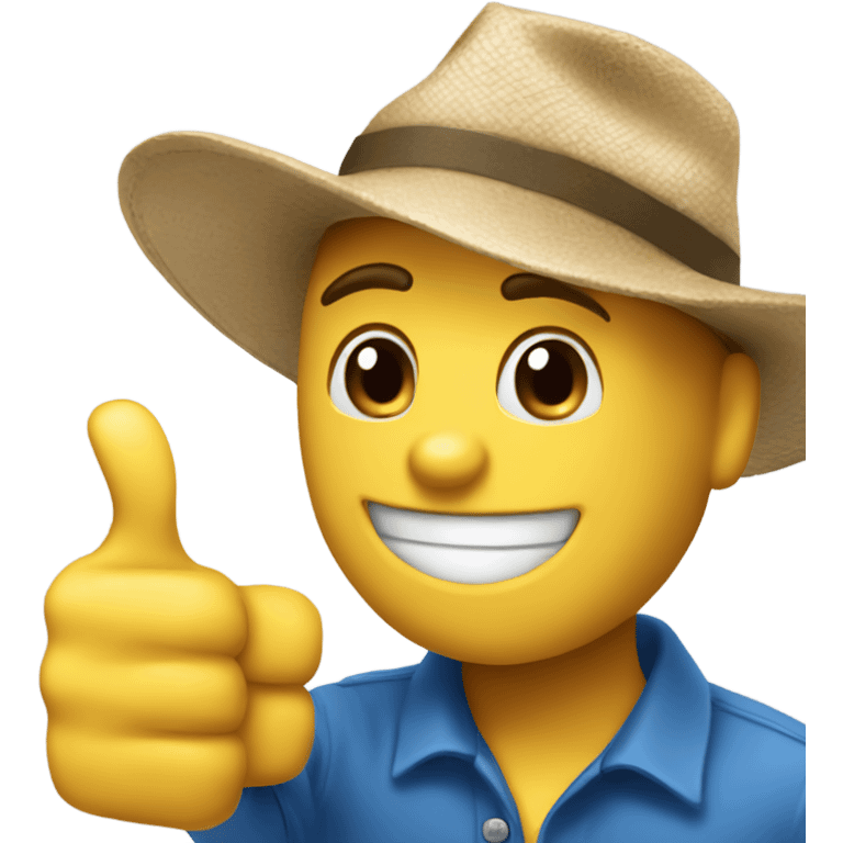 Blue thumbs up with a hat emoji