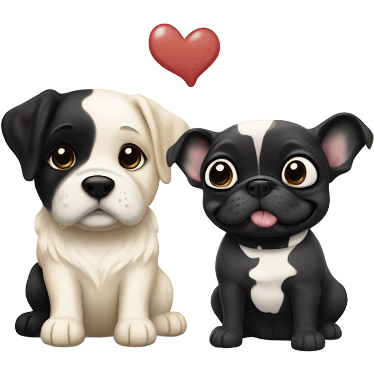 English cream golden retriever and an oreo colored frenchie as best friends emoji