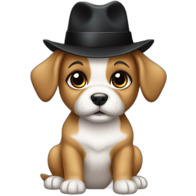 Baby dog with a black hat emoji