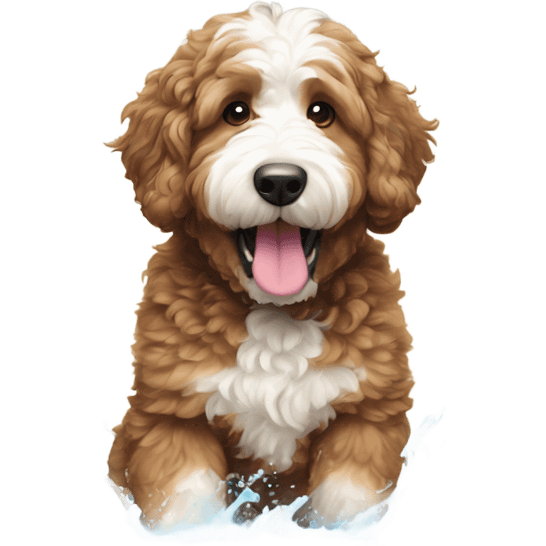 Bernedoodle doing water aerobics emoji