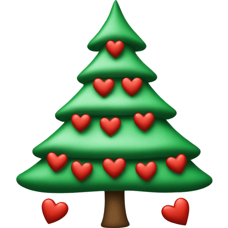 Christmas tree with red and green hearts emoji