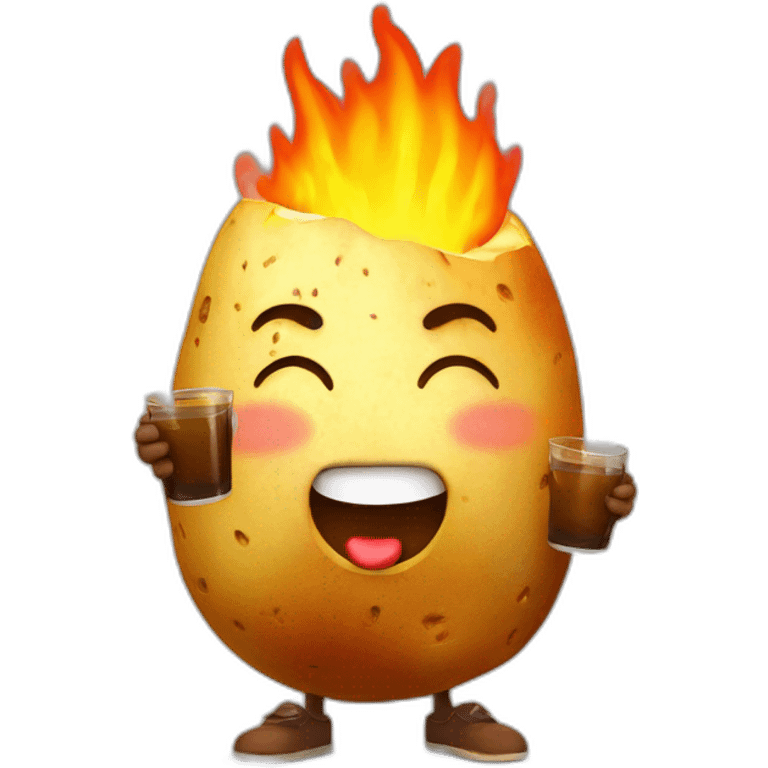 A potato on fire Who drinks a carton of fruit juice emoji