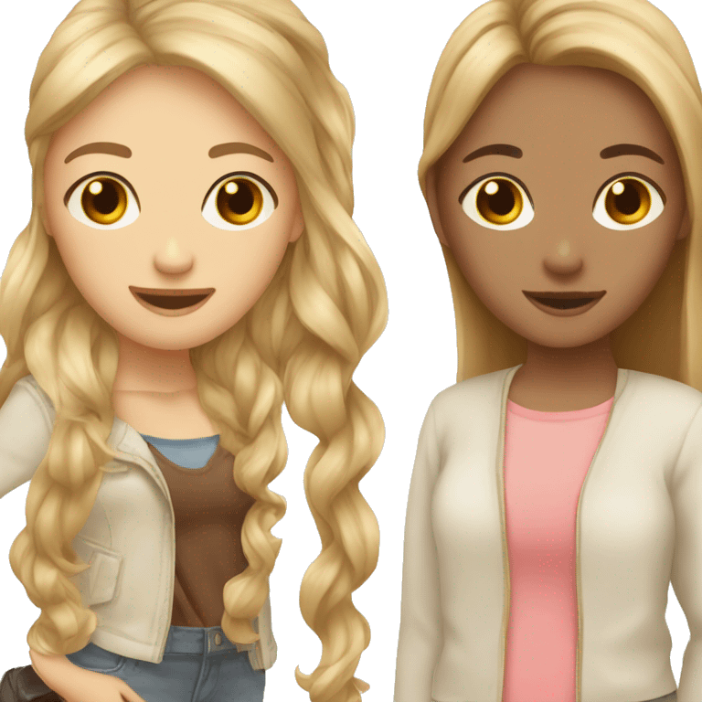 two girl best friends one with brown hair and one with blonde emoji