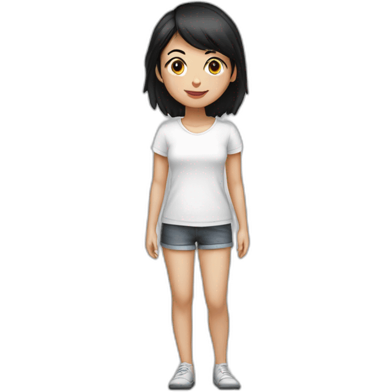 short black hair,girl,white T-shirt emoji