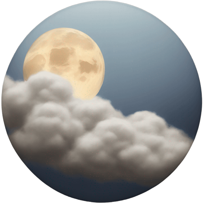 Beige moon and realistic clouds emoji