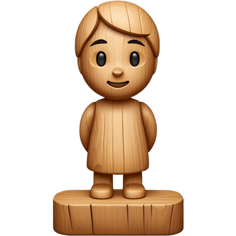 Wooden sculpture, carved wooden figure, chisel and mallet, natural wood texture, minimalistic style, clean lines, transparent background. emoji