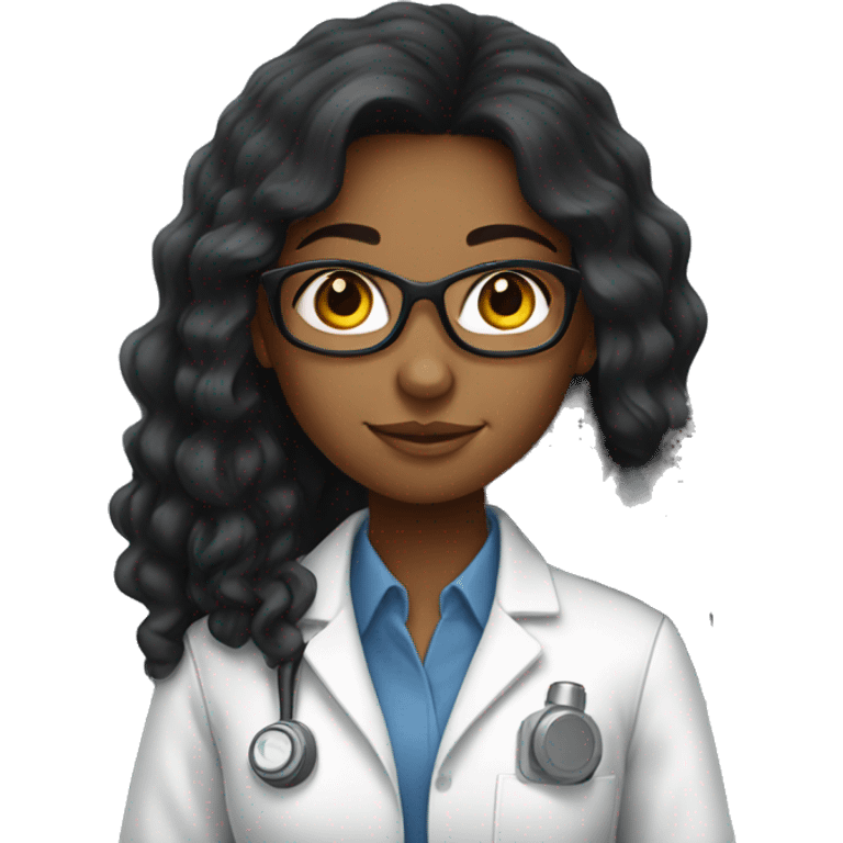 Young African American female scientist with long black hair  emoji