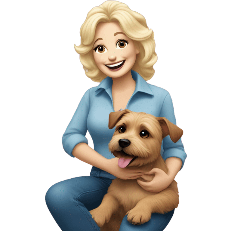 Dolly Parton holding border terrier emoji