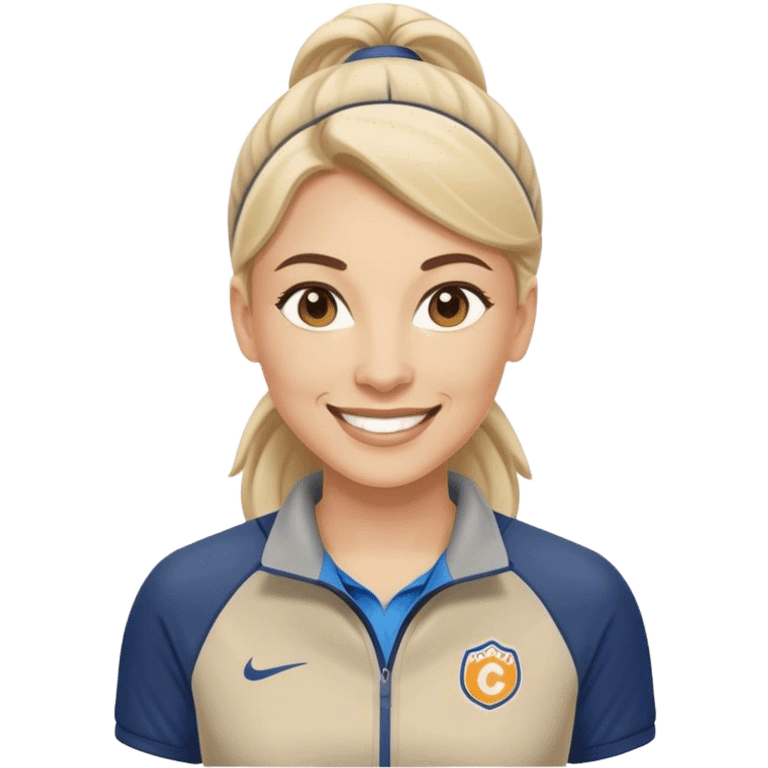 smiling female sport coach with coach wear emoji