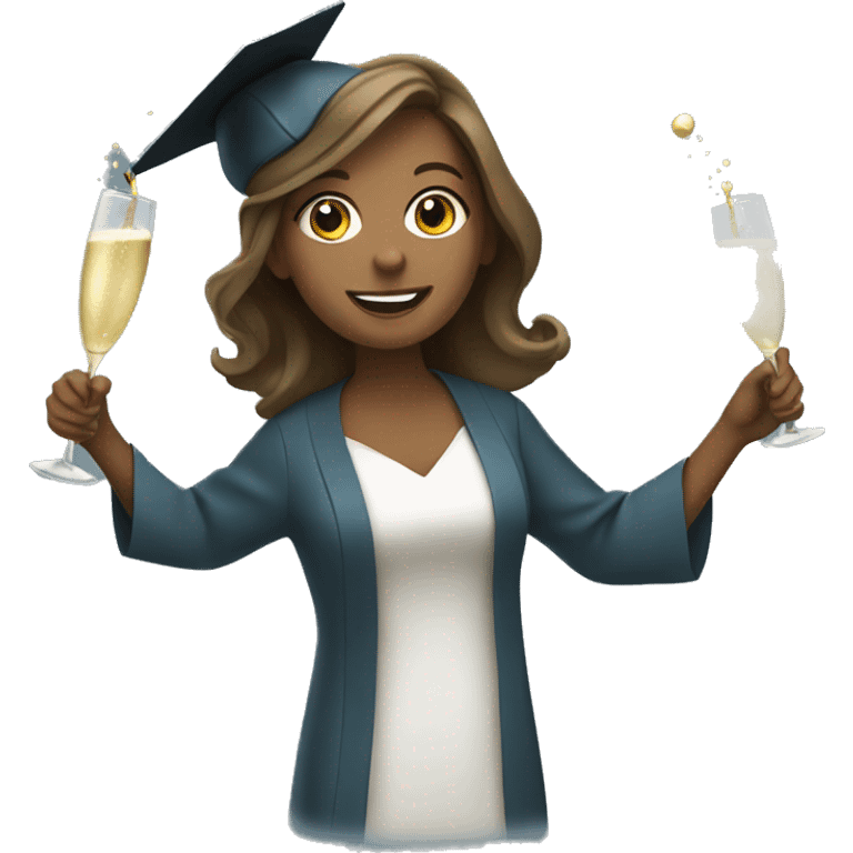 Female graduate popping champagne bottle  emoji