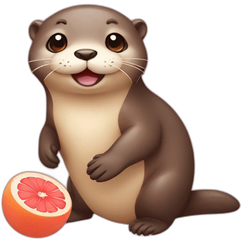 Cute otter with grapefruit emoji