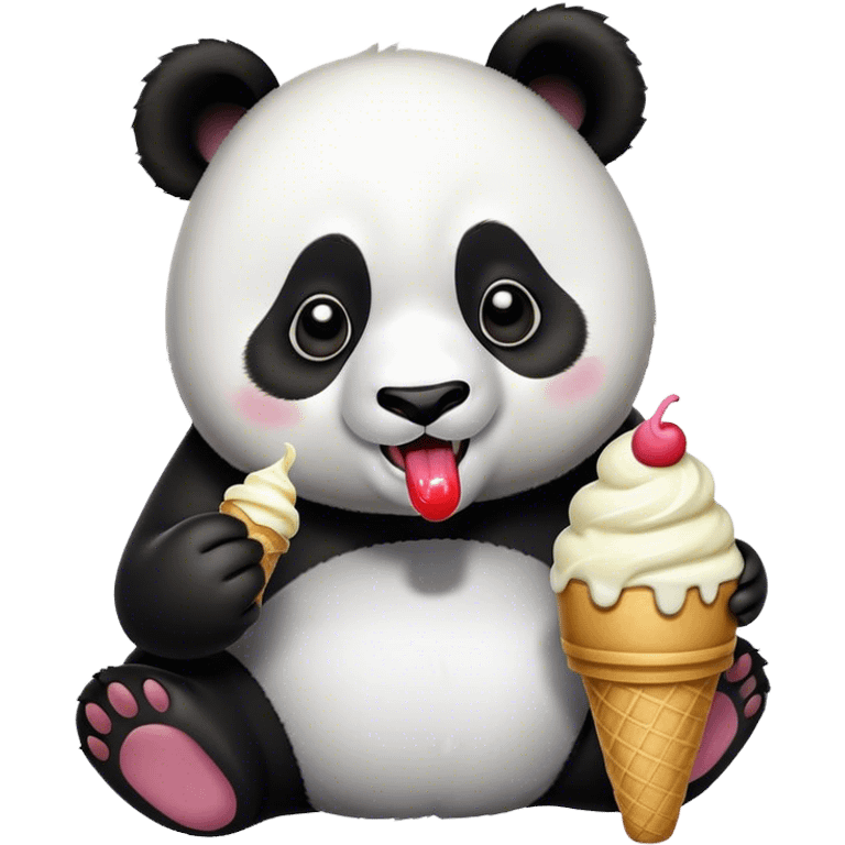 Panda eating ice cream emoji