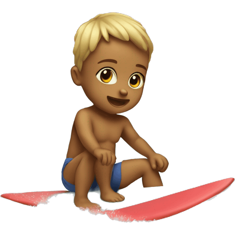 A baby surf boarding emoji